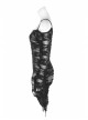 Off-Shoulder V-Neck Lace-Up Flare Sleeve Sharp Corner Hem Black Punk Broken Holes Knit T-Shirt