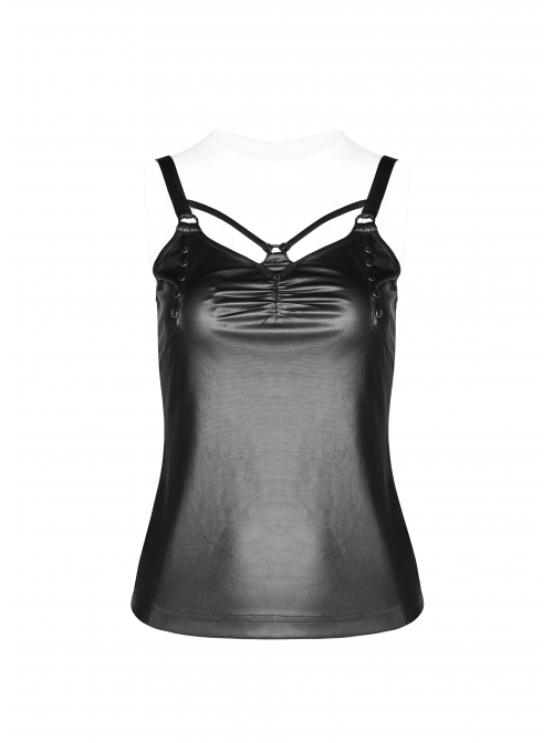 Front Chest Metal Ring Hasp Rivet Back Splice Mesh Black Punk Sling