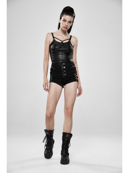 Front Chest Metal Ring Hasp Rivet Back Splice Mesh Black Punk Sling