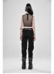 Small High Collar Metal Buckle Splice Mesh Back Zipper Black Punk Vest