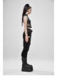 Small High Collar Metal Buckle Splice Mesh Back Zipper Black Punk Vest