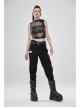 Small High Collar Metal Buckle Splice Mesh Back Zipper Black Punk Vest