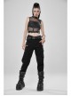 Small High Collar Metal Buckle Splice Mesh Back Zipper Black Punk Vest