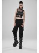 Small High Collar Metal Buckle Splice Mesh Back Zipper Black Punk Vest