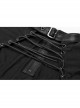 Metal Buckle Collar Front Chest Hollow-Out Lace-Up Flare Sleeve Black Punk T-Shirt