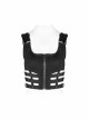 Metal Buckle Patent-Leather Straps Front Zipper Waist Hollowed-Out Ribbon Black Punk Tight Vest