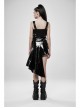 Metal Buckle Patent-Leather Straps Front Zipper Waist Hollowed-Out Ribbon Black Punk Tight Vest