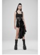 Metal Buckle Patent-Leather Straps Front Zipper Waist Hollowed-Out Ribbon Black Punk Tight Vest