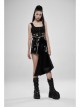 Metal Buckle Patent-Leather Straps Front Zipper Waist Hollowed-Out Ribbon Black Punk Tight Vest