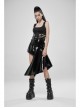 Metal Buckle Patent-Leather Straps Front Zipper Waist Hollowed-Out Ribbon Black Punk Tight Vest