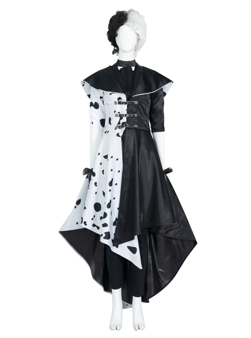 Cruella Dalmatians Coat Halloween Cosplay Costume Set