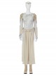 Eternals Thena Beige Battle Suit Halloween Cosplay Costume Bodysuit Set Without Shoes