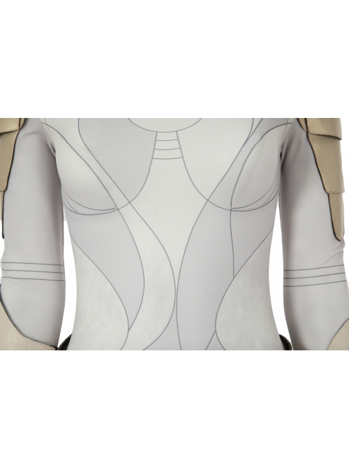 Eternals Thena Beige Battle Suit Halloween Cosplay Costume Bodysuit Set Without Shoes