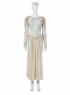 Eternals Thena Beige Battle Suit Halloween Cosplay Costume Bodysuit Set Without Shoes