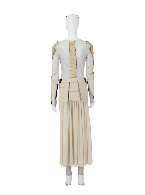 Eternals Thena Beige Battle Suit Halloween Cosplay Costume Bodysuit Set Without Shoes