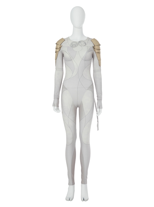 Eternals Thena Beige Battle Suit Halloween Cosplay Costume Bodysuit Set Without Shoes