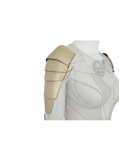 Eternals Thena Beige Battle Suit Halloween Cosplay Costume Bodysuit Set Without Shoes
