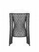One-Word Collar Long Sleeves Black Gothic Transparent Lace T-Shirt