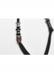 V-Neck Sagging Braided Belt Metal Pendant Hem Black Gothic Hooded Lace T-Shirt