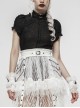 Black Lolita Embroidery Lace Stand-Up Collar Small Bubble Sleeve Gothic Tight T-Shirt