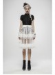 Black Lolita Embroidery Lace Stand-Up Collar Small Bubble Sleeve Gothic Tight T-Shirt