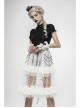 Black Lolita Embroidery Lace Stand-Up Collar Small Bubble Sleeve Gothic Tight T-Shirt