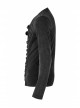 Leather Hasp Collar Front Cross-Threading Lace-Up Long Sleeve Black Punk Knit T-Shirt
