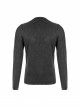 Leather Hasp Collar Front Cross-Threading Lace-Up Long Sleeve Black Punk Knit T-Shirt