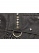 Small High Collar Shoulder Metal D-Buckle Rivet Decoration Black Punk Woven Mesh Vest