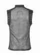 Small High Collar Shoulder Metal D-Buckle Rivet Decoration Black Punk Woven Mesh Vest