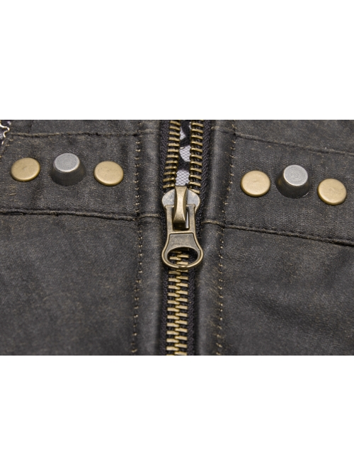 Small High Collar Shoulder Metal D-Buckle Rivet Decoration Black Punk Woven Mesh Vest
