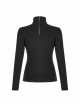 High Collar Front Chest Leather Hasp Metal Eyelets Lace-Up Long Sleeve Black Punk T-Shirt