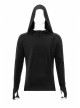 Collar Metal Rivet Long Sleeve Black Punk Hooded Knit T-Shirt