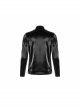 High Collar Front Leather Hasp Long Sleeve Black Punk Imitation Sharkskin Knitting T-Shirt