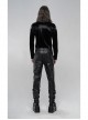 High Collar Front Leather Hasp Long Sleeve Black Punk Imitation Sharkskin Knitting T-Shirt