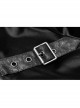 High Collar Front Leather Hasp Long Sleeve Black Punk Imitation Sharkskin Knitting T-Shirt