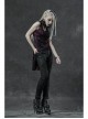 Lace High Collar Chest Hollow-Out Lace-Up Big Wave Hem Purple Gothic Flocking Network Knitting Vest