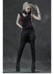 Lace High Collar Chest Hollow-Out Lace-Up Big Wave Hem Purple Gothic Flocking Network Knitting Vest