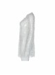 Large Round Collar Long Sleeve White Punk Large Mesh T-Shirt