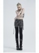 Large Round Collar Long Sleeve White Punk Large Mesh T-Shirt