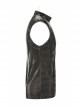 High Collar Shoulder Leather Hasp Back Zipper Black Punk Imitation Leather Sleeveless T-Shirt