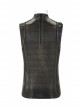 High Collar Shoulder Leather Hasp Back Zipper Black Punk Imitation Leather Sleeveless T-Shirt