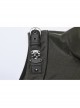 High Collar Shoulder Leather Hasp Back Zipper Black Punk Imitation Leather Sleeveless T-Shirt