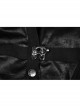 Front Metal Buttons Metal Decoration Short Sleeve Black Punk Woven Splice Crack Leather Blouse