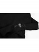 Front Metal Buttons Metal Decoration Short Sleeve Black Punk Woven Splice Crack Leather Blouse