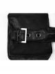Stand-Up Collar Front Metal Zipper Waist Leather Hasp Shoulder Loop Sharp Corner Hem Black Punk Vest