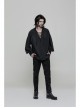 V-Neck Metal Eyelets Lace-Up Lantern Sleeve Black Gothic Shirt