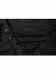 V-Neck Metal Eyelets Lace-Up Lantern Sleeve Black Gothic Shirt