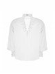 V-Neck Metal Eyelets Lace-Up Lantern Sleeve White Gothic Shirt