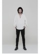 V-Neck Metal Eyelets Lace-Up Lantern Sleeve White Gothic Shirt